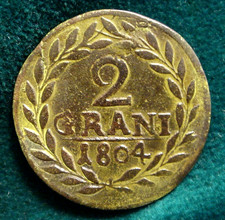 REGNO DI SICILIA FERDINANDO III DI BORBONE 2 GRANI 1804 NON COMUNE NC