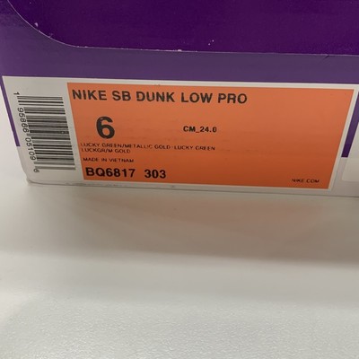 Nike SB Dunk Low Pro Shamrock Sneakers Size 240 US 6