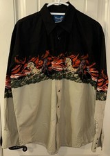 Vtg Wrangler Western Shirt Mens L Blue Tan Rodeo Horses Pearl Snap Wraparound