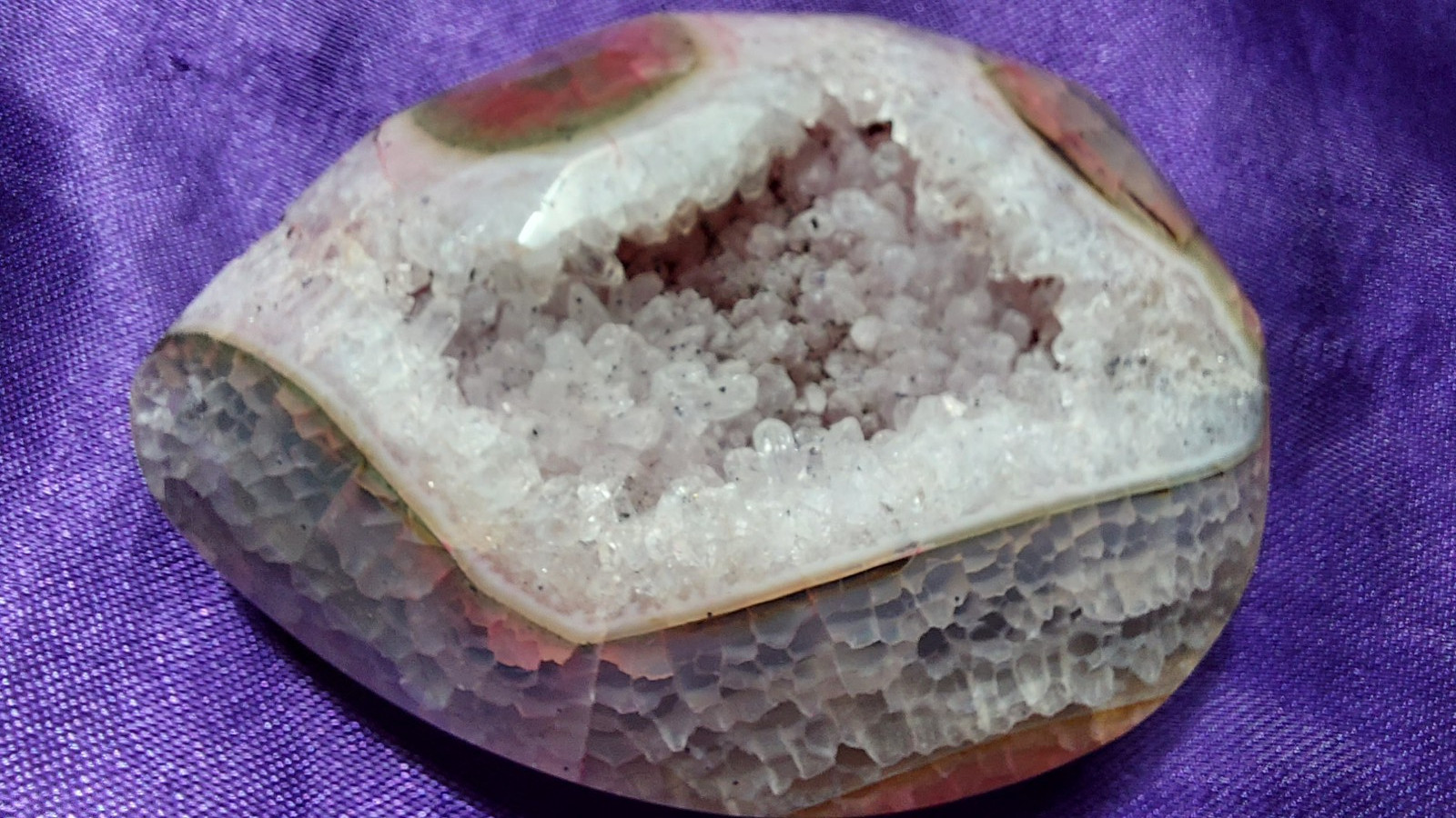 Pendentif géode agate rose facettée - Luxe et Nature - 2