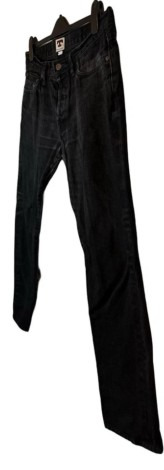 Jeans con ribete TELLASON Japón Denim Gustave Slim Taper Hombres 34x31 Negro Lavado oscuro Foto 3 de 4