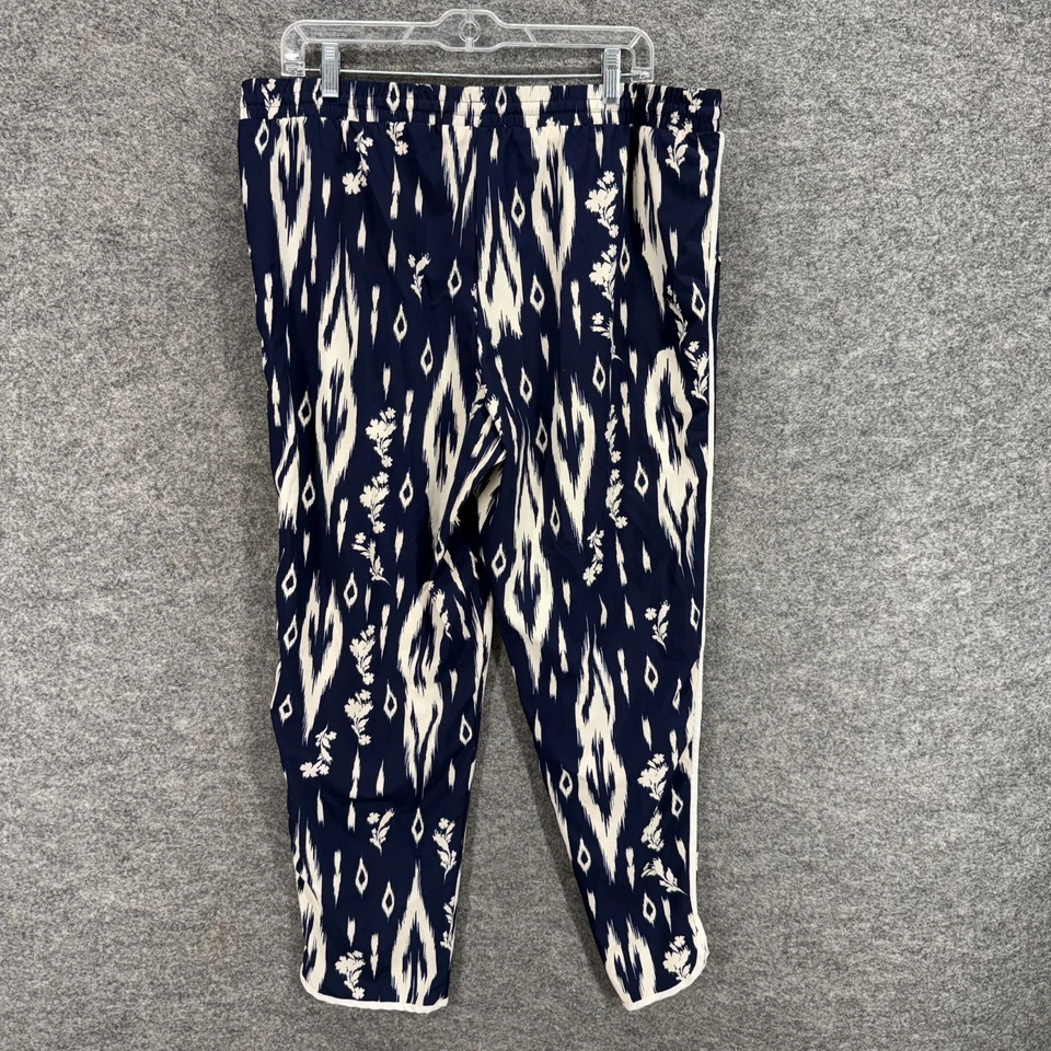 Calça Xhilaration Feminina L Grande Azul Geométrica Cintura Alta Skinny Chino Frente Plana - Imagem 2 de 4