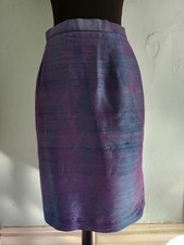 Vintage 1990s Purple Shimmer Silk Pencil Skirt 28" Waist