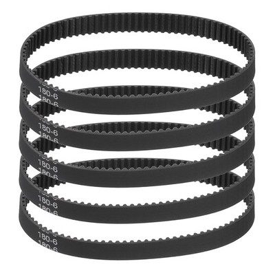 180mm GT-2 Timing Belt, 5pcs 6mm Width 2mm Pitch 3D Printing Closed Loop, Black