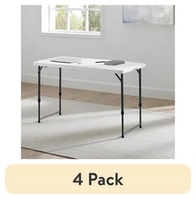 4 Pack 4FT Adjustable Height Folding Plastic Tables Indoor Outdoor Portable
