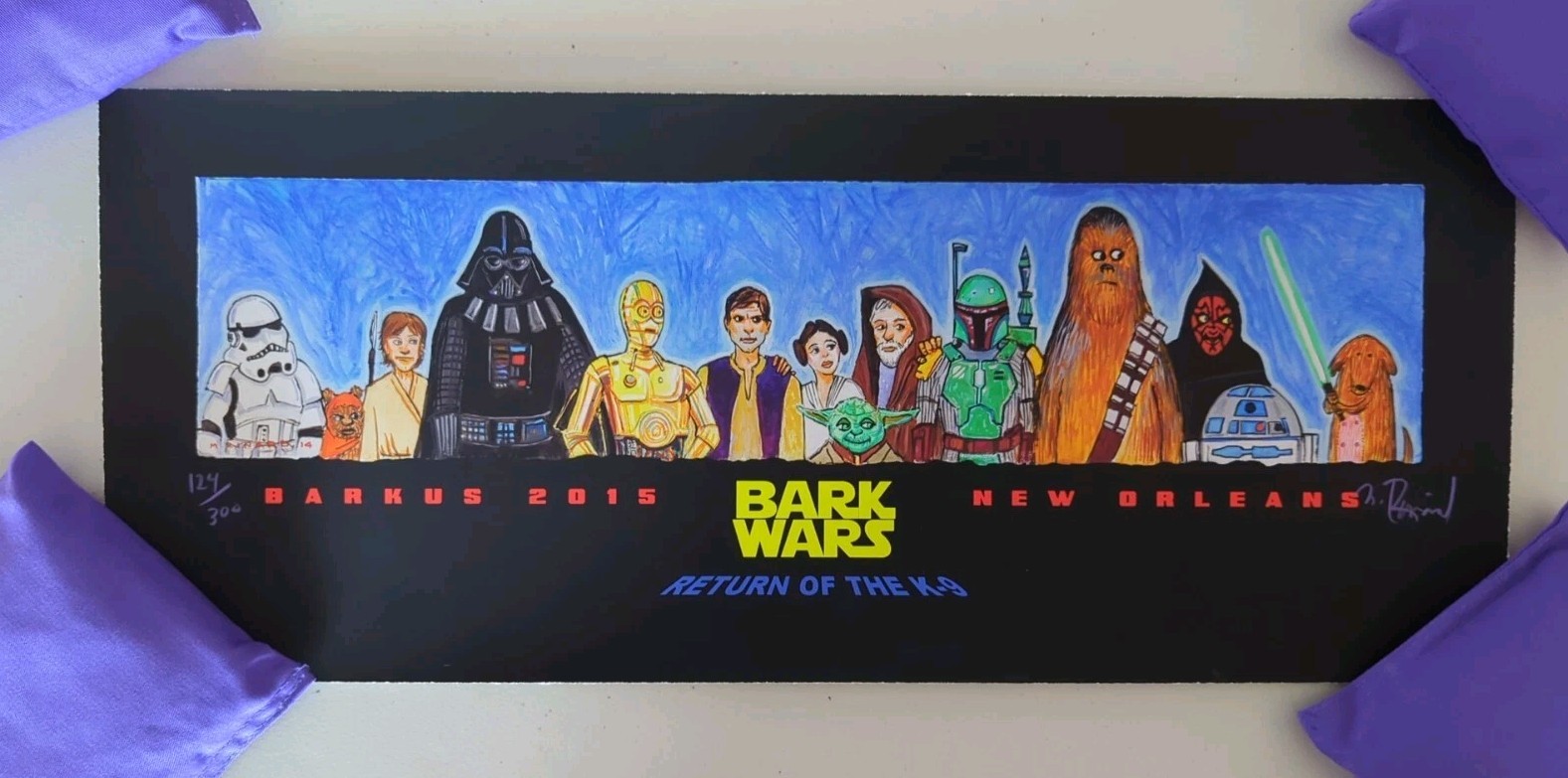 2015 Signed Numbered Barkus Star Wars Poster 23x9.5 Inches