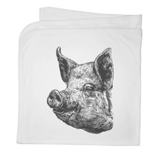 'Pig Portrait' Cotton Baby Blanket / Shawl BY00046276 