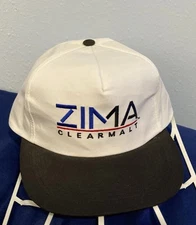 Vintage ZIMA CLEARMALT White & Black SnapBack Hat 90's Poly Cotton Baseball Cap