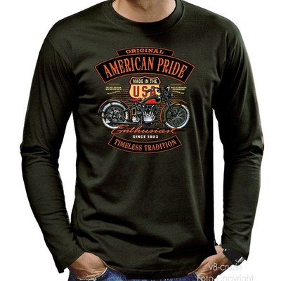 Biker T-Shirt Oldtimer Motorrad Harley-Motiv USA Vintage american *4260 oliv