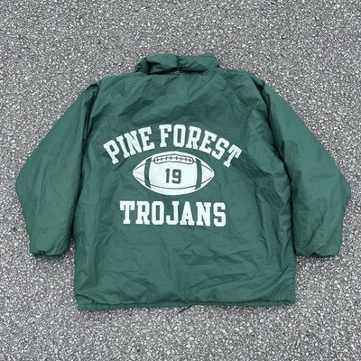 Vtg Champion Jacket Mens XL Green Nylon Hooded Lined Coach Windbreaker 60s