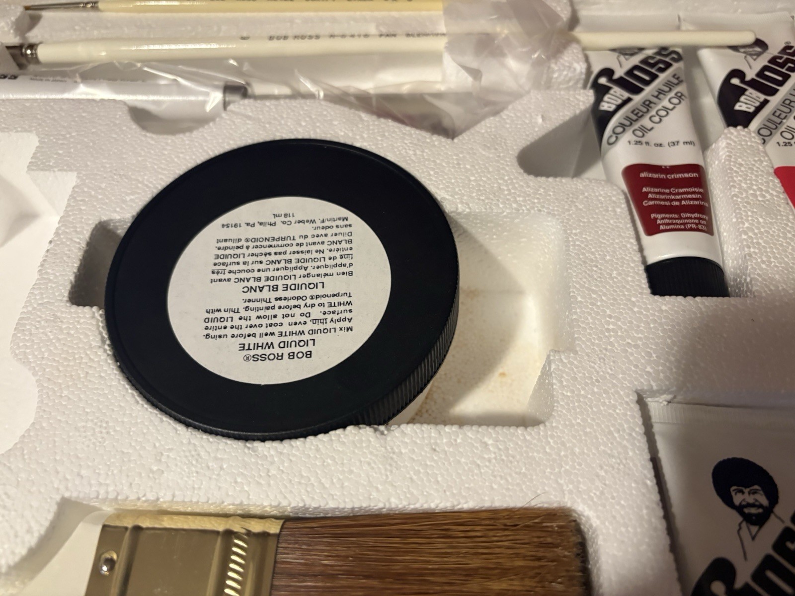 Bob Ross Master Oil Paint Set R6510 Brushes RARE 1990 Oil Colors Landscape Fan