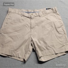 Polo Ralph Lauren Mens Striped Seersucker Shorts Tan White Size 38 Boat Beach