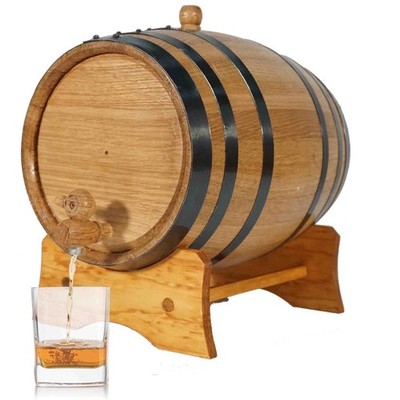 3 Liter Oak Aging Barrel with Stand, Bung and Spigot - Wooden 3L Whiskey Barr...