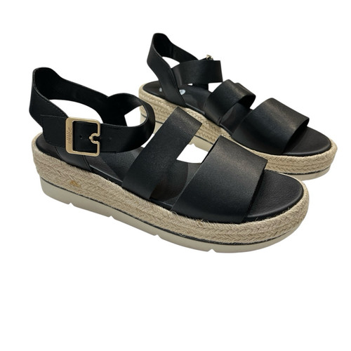 Dr Scholls Shoes Womens 10 Black Platform Espadrille Sandals Strappy Boho Hippie