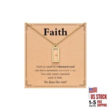 Mustard Seed Necklace for Women Faith Necklace Inspirational Gold rectangle