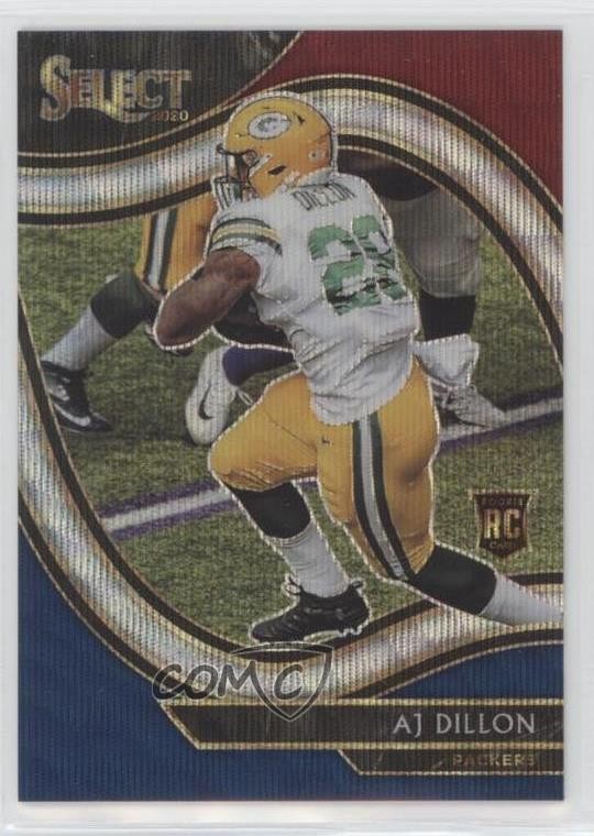 2020 Panini Select Field Level Tri-Color Prizm 66/75 AJ Dillon Rookie RC 12yh