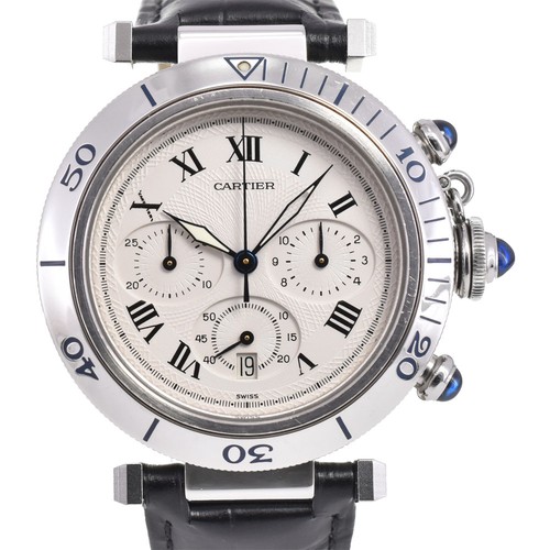 CARTIER Pasha Chronograph W31018H3 Silver Dial Quartz Men's Watch M#142592