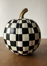Mackenzie Childs Courtly Check Pumpkin Medium 8 1/4 inch tall Black White