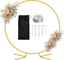 Arch Backdrop Stand for Parties, 7.2FT Metal Circle Balloon Arch Stand Kit, Gold