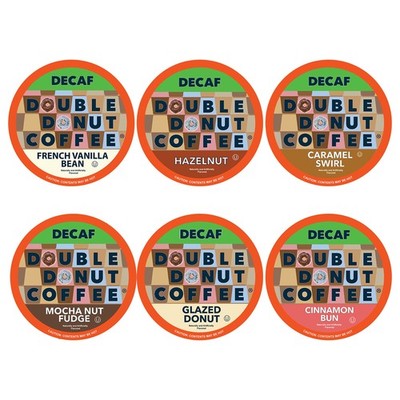 24 PCS Double Donut Decaf Medium Roast Coffee Pods Variety Pack for Keurig