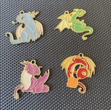 Set Of 4 Dragon Metal Charm Pendant New