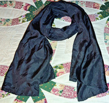 VINTAGE LIGHTWEIGHT BLACK SCARF CHIFFON POLY 80s 66" FABULOUS