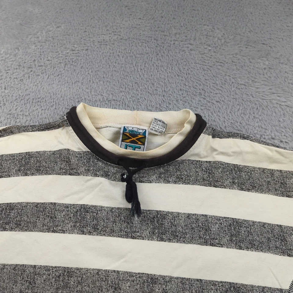 Camiseta Vintage Next Exit Para Hombre M Negra Blanca Rayas Años 80 Retro Capa Cordón Foto 2 de 4