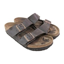 Birkenstock Arizona Brown Leather Two Strap Big Buckle Sandals 250 Sz L 8 Mens 6