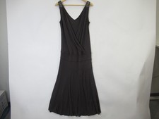 Ted Baker Long Evening Party Dress UK12 Taupe Shoulder Beading Sleeveless V Neck