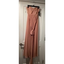 Lulus Strapless Maxi Dress Blush Pink Pleated Sweetheart Formal Gown Small NWT