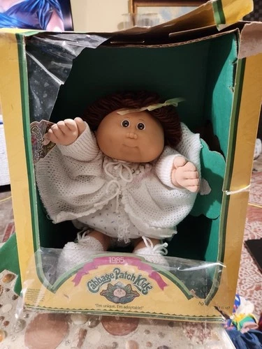 Cabbage Patch Kid Girl Doll HM #14 Brown Hair/eyes White Sweater/rose Romper New