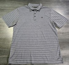 Travis Mathew Polo Shirt Men XL Gray Stretch Striped Golf Tennis Casual Preppy