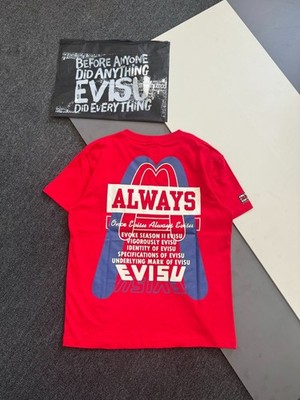 EVISU Tee shirt cotton New RED & BLACK & WHITE joint name TEE