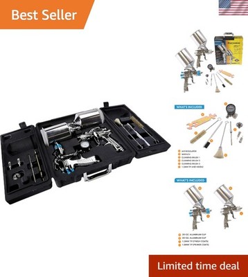 Professional DIY Auto Painting System: Dual HVLP Spray Guns & Organizing Case