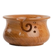 INTAJ Rosewood Yarn Bowl - Handcrafted Wooden Knitting Bowl Large 6x4, Caramel 