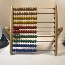 Wooden Abacus Mathematics Toy, Multi-Color Beads, Approx. 13-inch, Ages 3-7