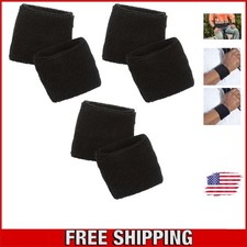 Unisex 3-Pack Cotton Terry Wrist Sweatbands - Black for Ultimate Comfort