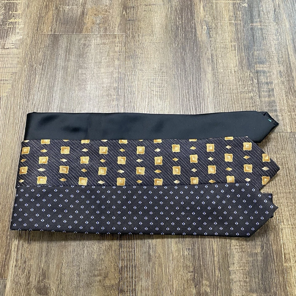 Men's Silk Patterned Neckties Set – Geometric & Solid Styles - Image 4 of 4