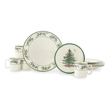  Christmas Tree 12-Piece Dinnerware Set (Service for 4) - Festive Holiday 