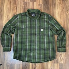 Carhartt Men's L Loose Fit Midweight Chambray Long-Sleeve Plaid Shirt - Green