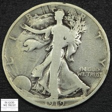 1919 D Walking Liberty Silver Half Dollar 50C