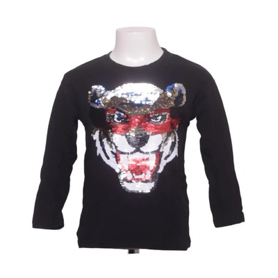 Lindex Kids, Langarmshirt, Größe: 110, Schwarz/Mehrfarbig, Baumwolle, Print #6re