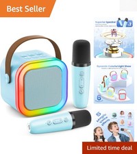 Mini Karaoke Machine with 2 Wireless Mics - Perfect for Kids  Adults