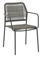 Gartenstuhl Armlehnstuhl Stapelbar Anthrazit Polyrattangeflecht Stahl