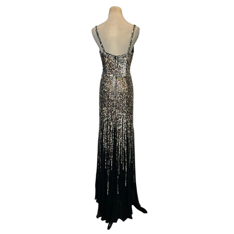 La Femme black silk sequin formal long elegant dress size 2 - Image 2 of 4
