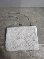 Vintage Richere By Walborg Hand Made Beaded Clutch Purse Ivory Cream Handbag EUC