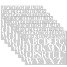 8 Sheets 416 Pcs Vinyl Letters Stickers Alphabet Number 1 Inch, 2 Inch White