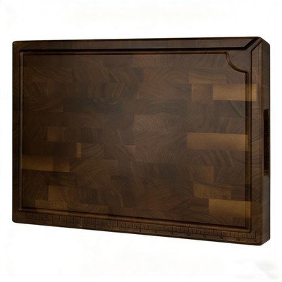 End Grain Cutting Board, Reversible Large Thick Black Walnut Wood Charcuterie...