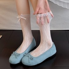 Women's Ballet-Style Lace Knee-High Socks, Lightweight Summer Style
