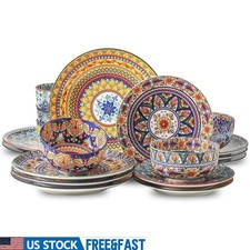 18-Piece Dinnerware Set 6 Bohemian Design Microwave Safe Scratch Resistant New